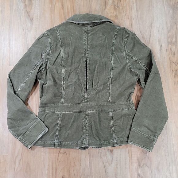 ☔️🔺️Eddie Bauer Olive Corduroy Utility Jacket Medium - Picture 2 of 9